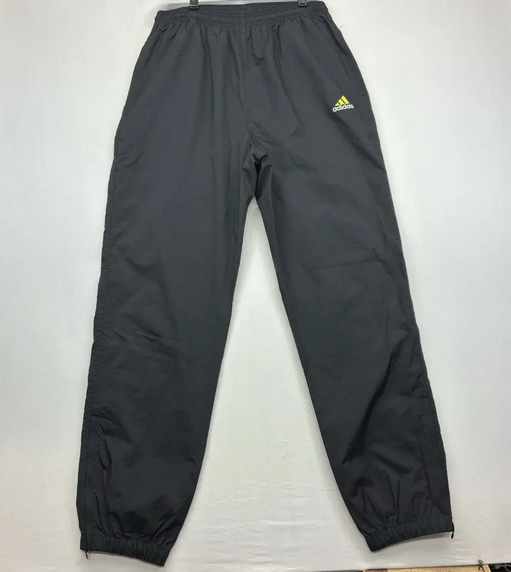 Vintage Adidas Track Pants Men’s M Black Nylon Lined Zip Ankle Windbreaker